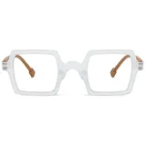 Lanomi Quadratische Lesebrille Damen Herren Rechteck Groß Kunststoffe Rahmen Sehhilfe High Definition Lesehilfe Brille mit Stärke Weiß Rahmen Braun Arm 1.5 - L