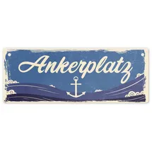 speecheese Metallschild Metallschild mit Anker und Wellen Ankerplatz für Liebhaber der 7,5 x 20 cm | 7.5 cm