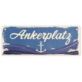 speecheese Metallschild Metallschild mit Anker und Wellen Ankerplatz für Liebhaber der 7,5 x 20 cm | 7.5 cm