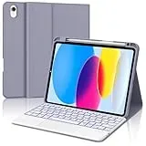 IVEOPPE Tastatur für iPad 10. Generation, Hülle mit Tastatur für iPad 10 10.9" 2022, Bluetooth Magnetisch 7-Farbige Beleuchtung QWERTZ Touchpad Hülle Tastatur für iPad 10 Generation 10,9 Zoll, Viola