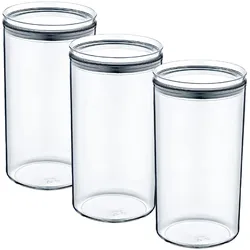 Packen Sie 3 große runde luftdichte Lebensmittelbehälter Ø10,5 x 19 cm 7house