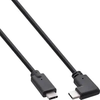 InLine USB 3.2 Kabel, USB-C Stecker gewinkelt an A Stecker, schwarz, 0,3m
