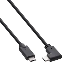 InLine USB 3.2 Kabel, USB-C Stecker gewinkelt an A Stecker, schwarz, 0,3m