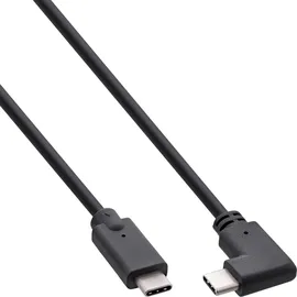 InLine USB 3.2 Kabel, USB-C Stecker gewinkelt an A Stecker, schwarz, 0,3m