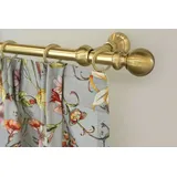 GARESA Gardinenstange ANDREA, Ø 20 mm, 1-läufig, Wunschmaßlänge, verschraubt, Metall, Vorhanggarnitur, verlängerbar, Endknopf Kugel lang, mit Ringen goldfarben Ø 20 mm x 440 cm