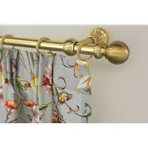 GARESA Gardinenstange ANDREA, Ø 20 mm, 1-läufig, Wunschmaßlänge, verschraubt, Metall, Vorhanggarnitur, verlängerbar, Endknopf Kugel lang, mit Ringen goldfarben Ø 20 mm x 440 cm