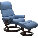 Stressless Stressless® Relaxsessel »View«, (Set, Relaxsessel mit Hocker), mit Classic Base, Größe M,Gestell Braun, blau