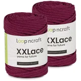 Makramee Garn 2er-Set Violett, Loopncraft, 2 X 4mm - 65m - 250g, Kettengarn, XXLace Garn, Recycling Garn - Black Friday