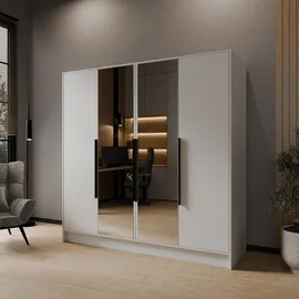 WFL GROUP Drehtürenschrank Mono Lux 200 x 200 x 51 cm Weiß