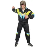 Foxxeo 80er Jahre Kostüm für Erwachsene Premium 80s Trainingsanzug Assianzug Assi - Herren Größe S-XXXXL - Fasching Karneval Anzug, Farbe schwarz gelb babyblau, Größe: L