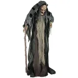 Europalms Halloween Hexe Nahema, 160cm | Animerte Standfigur mit LED-Augen