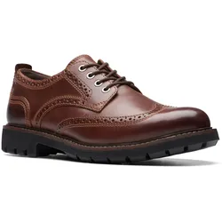 Budapester CLARKS "Batcombe Far", Herren, Gr. 41, braun (schwarz tan lea), Leder, Lyralochung, elegant, Schuhe, Brogue, Schnürschuh, Business Schuh mit Flügelkappe