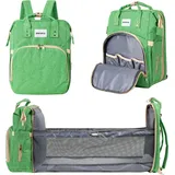barmøya Wickelrucksack 2-in-1 Rucksack | Wickelablage | wasserabweisend, geräumig, mit Laptopfach isolierte Flaschenhalterungen, grün | BM-7 - Grün