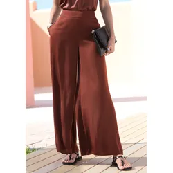 LASCANA Webhose, aus leichter Satinqualität, weite Palazzohose mit Taschen, Stoffhose LASCANA braun 34