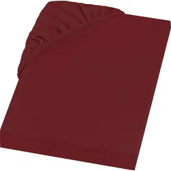 Spannbettlaken SETEX "REFIBRA Feinbiber", rot (dunkelrot), B:100cm L:200cm, Feinbiber, Obermaterial: 70% Baumwolle, 30% Lyocell (TENCEL), Laken, aus bis zu 60% recycelten Fasern