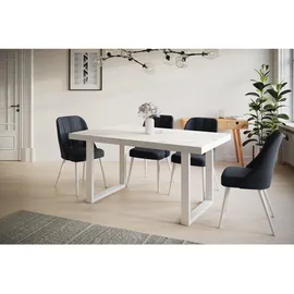 alpi möbel LOFT-U 140-240 x 77 x 80 cm Marmor/Weiß
