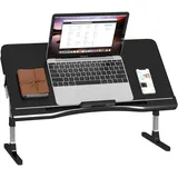 ARATERVIO Höhenverstellbarer Laptoptisch – Winkelverstellbarer Lapdesk bis 17 Zoll, Stabiler Betttisch mit Mausfläche, klappbar & rutschfest, Laptop-Zubehör & Lapdesks (Schwarz)