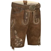 Trachtenlederhose NÜBLER "Lederhosen kurz Latz Manfred", Herren, Gr. 60, EURO, braun, Obermaterial: 100% Lammleder LEL., Hosen