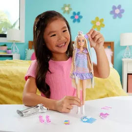 Barbie Fun & Fancy Puppe mit Accessoires, Modepuppe mit extra langem blondem Haar und 2 Looks