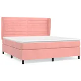 vidaXL Boxspringbett mit Matratze Rosa 160x200 cm Samt1372953