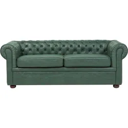 3-Sitzer Sofa Lederoptik grün CHESTERFIELD