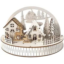 Hti-Living Weihnachtsszene LED Winterdorf und Rehe weiß