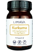 LIMAVA® Kurkuma Kapseln mit Piperin (90 Stück, im Glas) | 225 mg Curcumin | hochdosiert | vegan | 100% natürlich | ohne Zusätze
