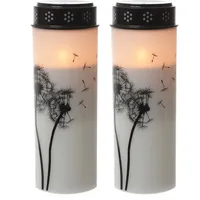 MARELIDA LED Grablichter Pusteblume Grabkerze Trauerlicht Gedenklicht Friedhofkerze batteriebetrieben aus Kunststoff (2x Blume 21cm)