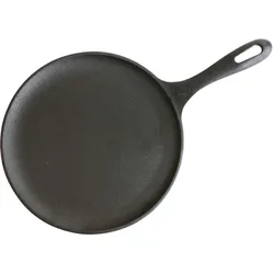 Victoria Grillplatte Gusseisen Comal Pizza-Pfanne 26,6cm Induktion, Feuer, Grill, Ofen, VIC-32999, Schwarz