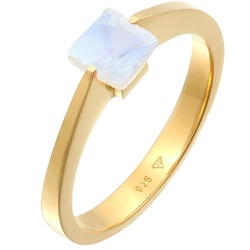 Elli PREMIUM Elli PREMIUM Ring Solitär Mondstein Edelstein Viereck 925 Silber Ringe   Damen 
