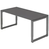 HAMMERBACHER RS16 höhenverstellbarer Schreibtisch grafit rechteckig, Kufen-Gestell grau 160,0 x 80,0 cm