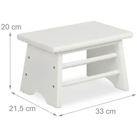 Relaxdays Fußbank Bambus 33 x 20 x 21,5 cm Weiß