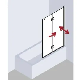 Kermi Liga Badewannen-Faltwand LI2PR10015VAK 100x150cm, silber hochglanz, ESG klar, rechts