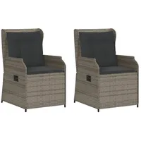 VidaXL Gartensessel mit Kissen 2 Stk. Verstellbar Grau Poly