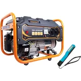 Strahlemann Stromgenerator Benzin Kombiset mit COB Penlight I mobiler Stromerzeuger 230V 3,3KW 3300W 50Hz I 7PS Notstromaggregat 4 Takt Benzinmotor 210ccm luftgekühlt I 1-Phasen Benzin Generator