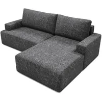 Deine Möbel 24 Wohnlandschaft LOCCO L 256 cm breit Ecksofa Sofa Wohnzimmer L-Couch Schenil-Stoff, Beige Blau-Grau Hellgrau Weiß 3 Teile, mit Schlaffunktion Bettfunktion blau|grau