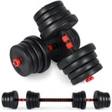 MSPORTS Hantelset Premium 2in1 - Kurzhanteln + Langhanteln verstellbar 20, 30 oder 40 kg - Hanteln Set Dumbbell mit Verbindungsstahlrohr und Gewichten (20 kg)