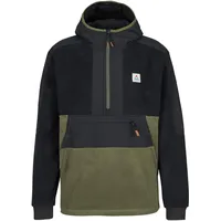 Passenger Woodland 2.0 Hooded 1/2 Zip Recycled Polar Fleece Schwarz L