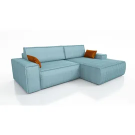 A&J MöbelLand Eckcouch mit Schlaffunktion 2-Sitzer Blau