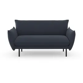 OTTO home 2-Sitzer OTTO HOME "Stine", blau (dunkelblau), B:156cm H:86cm T:86cm, Struktur (100% Polyester);Struktur weich (85% Polyester/15% Nylon);Samtoptik (100% Polyester), Sofas, Besonderes Design durch Kissenoptik und Keder, by Morten Georgsen