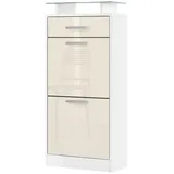 Vladon Schuhschrank, Creme, 46x104x23 cm, Garderobe, Schuhaufbewahrung, Schuhschränke
