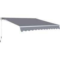 Outsunny Gelenkarmmarkise mit Handkurbel grau 3,5 x 2,5 m