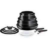 Tefal Ingenio Easy ON Töpfe & Pfannen Set, 13-teilig, stapelbar, abnehmbarer Griff, platzsparend, antihaftbeschichtet, nicht induktionsgeeignet, s... - Schwarz