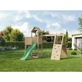Spielturm Fluppi KDI inkl. Einzelschaukel + Rutsche grün