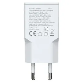 Equip 2-Port 30W GaN Slim USB PD-Ladegerät, USB-C x1, USB-A x1