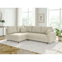 s-style möbel Ecksofa Alma Beige Cord - Ottomane links