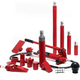 Wiltec Hydraulischer Richtsatz 10 t Presskraft, Wagenheber, Deckenstütze, Maschinenheber inkl. Koffer & Zubehör, Presse zum Auto Ausbeulen
