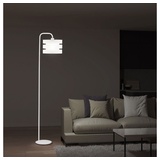 WOFI Stehlampe Wohnzimmer weiß Stehleuchte 161 cm Stehlampe rund Schirm, Metall Kunststoff, E27 Fassung, LxBxH 40x28x161 cm, WOFI 11250