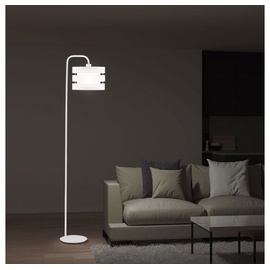 WOFI Stehlampe Wohnzimmer weiß Stehleuchte 161 cm Stehlampe rund Schirm, Metall Kunststoff, E27 Fassung, LxBxH 40x28x161 cm, WOFI 11250