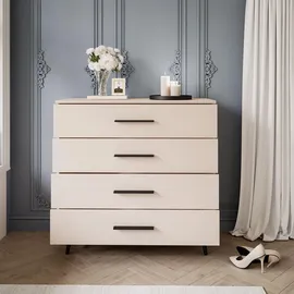 lookway KOMMODE AURA KASCHMIR 4S mit Schubladen Schwarze Beine und Griffe
